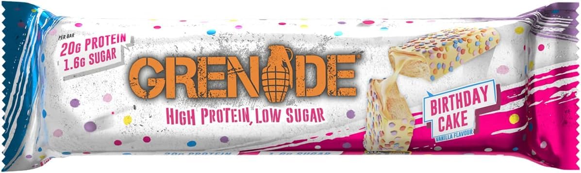 Grenade High Protein, Low Sugar Bar - Birthday Cake, 12 x 60 g
