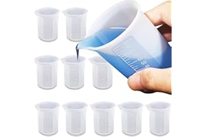 Moukiween 10pcs Silicone Measuring Cups for Resin,100ml Mixing Cups for Resin DIY Craft Jewelry Making Paint Pouring Cup, Non-Stick Clearer Precise Scale Reusable