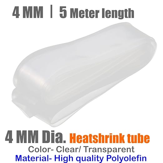 G&S 4 mm Clear/Transparent Polyolefin Heat ShrinkTube Sleeve (5 m) Amazon.in Industrial