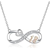 URMWMOO 925 Sterling Silver Lucky Number Necklace Infinity Love Heart Pendant Necklaces 5th 10th 15th Anniversary Jewelry Wedding Birthday Graduation Gifts for Wife Girlfriend Women Her