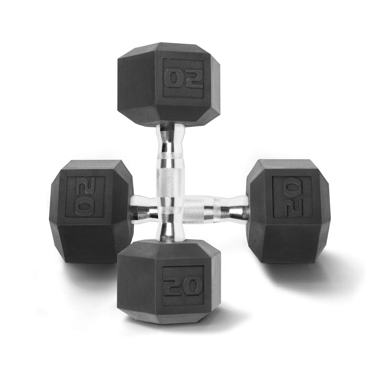 Rubber Coated Hex Dumbbell Cap Barbell 25 Pound Dumbbells Rubber