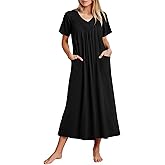 Ekouaer Long Nightgowns for Women Short Sleeve House Dress with Pockets Full Length Loungewear S-3XL