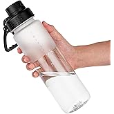OLDLEY 32oz Frosted Clear Water Bottle, BPA-Free Tritan Plastic Reusable Water Bottle with Fast-Flow Spout Lid, Wide Mouth Leakproof Sports Drinking Bottle for Gym, School, Office, Travel,Clear
