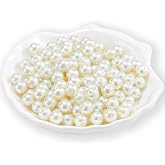 Guoxin 200 Pcs 6mm Glass Pearl Beads for Bracelet Jewelry Making | Round Cream Glass Pearls Tiny Satin Luster Spacer Loose Beads with Holes for Necklace Earring Handcrafted DIY Crafts