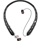 MOCANIO Retractable Neckband Bluetooth Headphones, No-Tangle Wireless Earbuds with 14Hrs Playtime, IPX5 Rating, CVC Noise Cancellation Mic for Crystal Clear Calls, Ideal for Running, Gym, Exercise