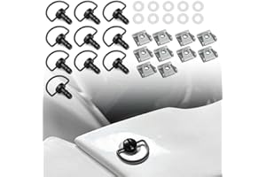 REARACE 1/4 Turn Quick Release Fasteners, 10 Pack Motorcycle Race Fasteners Quick Release D-Ring Fairing Fastener Clip (Black,14 mm)