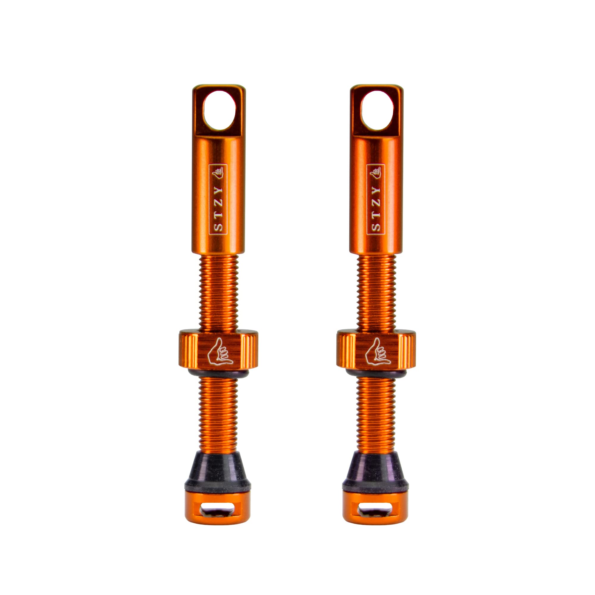 Stzy Max Flow Tubeless Presta Valves Available in 14 Colours 44mm and 60mm (Orange, 60mm)