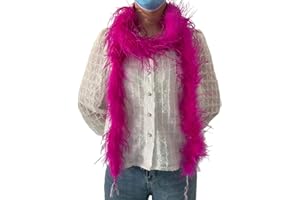 LONDGEN 1ply Ostrich Feather Boa 2Yards for Dance Performance and 1920's Flapper Costume Accessory (Fuchsia)