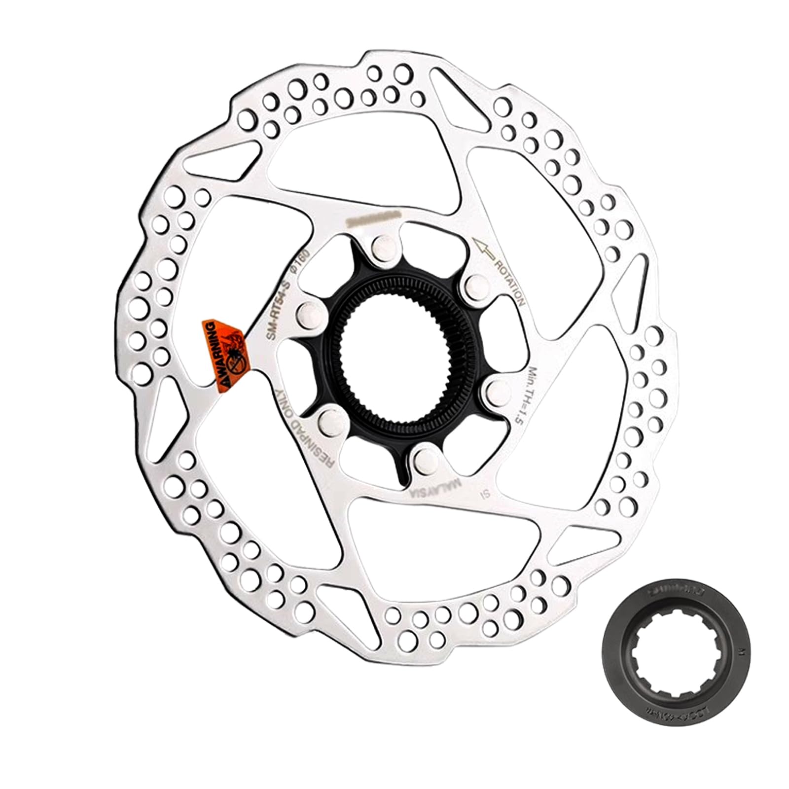 Bicycle Brake Disc Shimano SM-RT54-S 180 mm Brake Disc Centre Lock Brake Disc Rotor Suitable for Road Bike, Mountain Bike