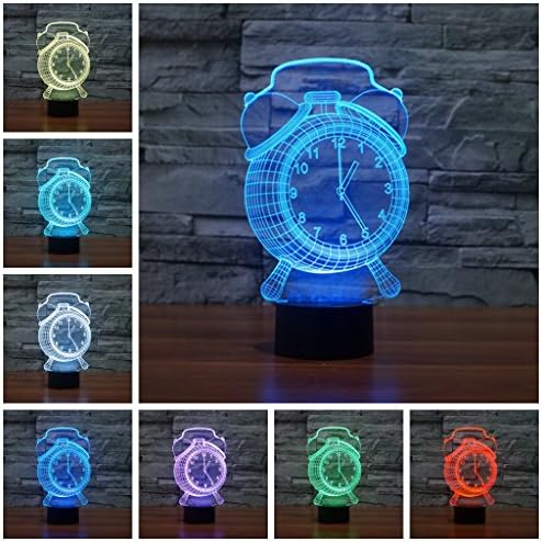 Geekercity 3D Optical Illusion Desk Lamp Night Light, 7 Colors Changing Touch Switch Table Home Decoration Nightlight for Bedroom Kids Room, Christmas Gifts (Clock)