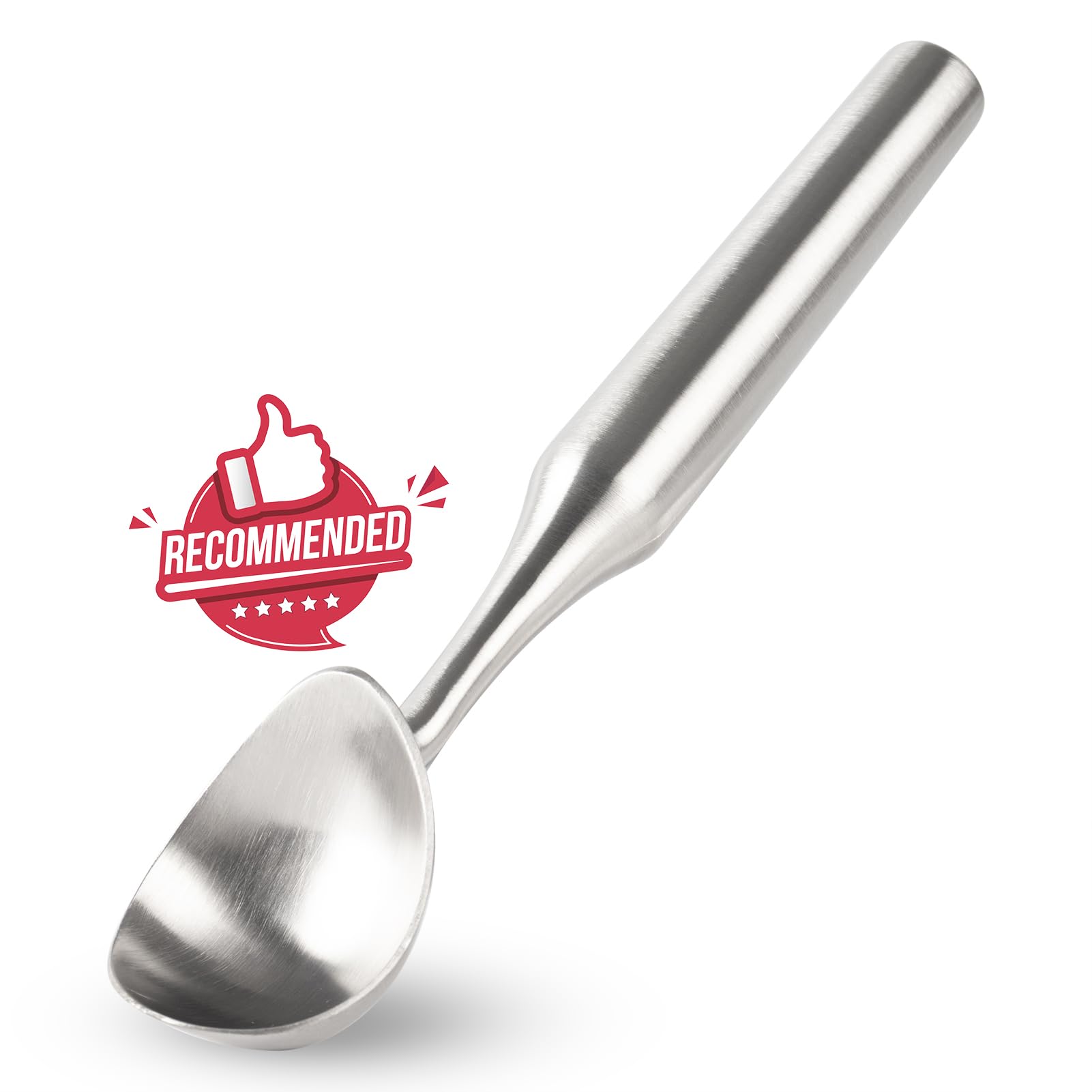 Stainless Steel Ice Cream Scoop, Ergonomically Designed Handle for Comfort, Heavy Duty Ice Cream Scooper, One-Piece Design Ice Cream Scoops, Dishwasher Safe.