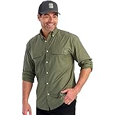 HUK Mens Next Level Solid Long Sleeve Fishing Button Down Shirt for Men