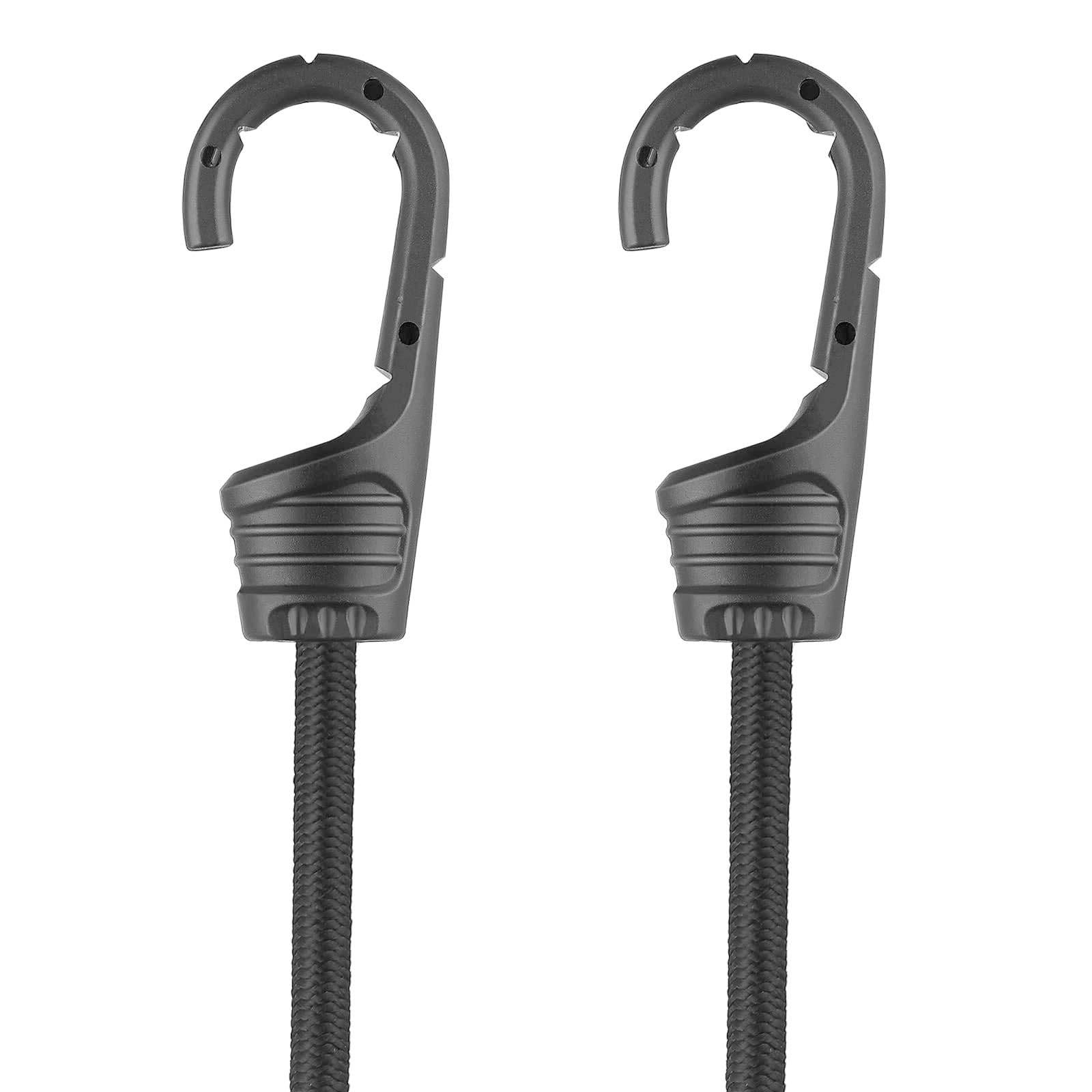 2 Pcs Black Bungee Cords with Hooks – 45cm Elastic Straps for Car, RV, Truck, Bike, Camping, Outdoor Cargo Tie Down (1.5x Stretch)