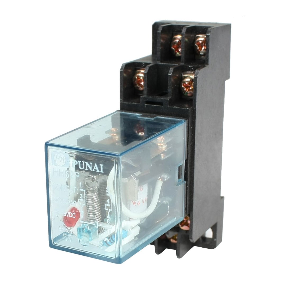 sourcing map HH52P AC 24V Coil DPDT 8 Pins Electromagnetic Power Relay w DYF08A Base