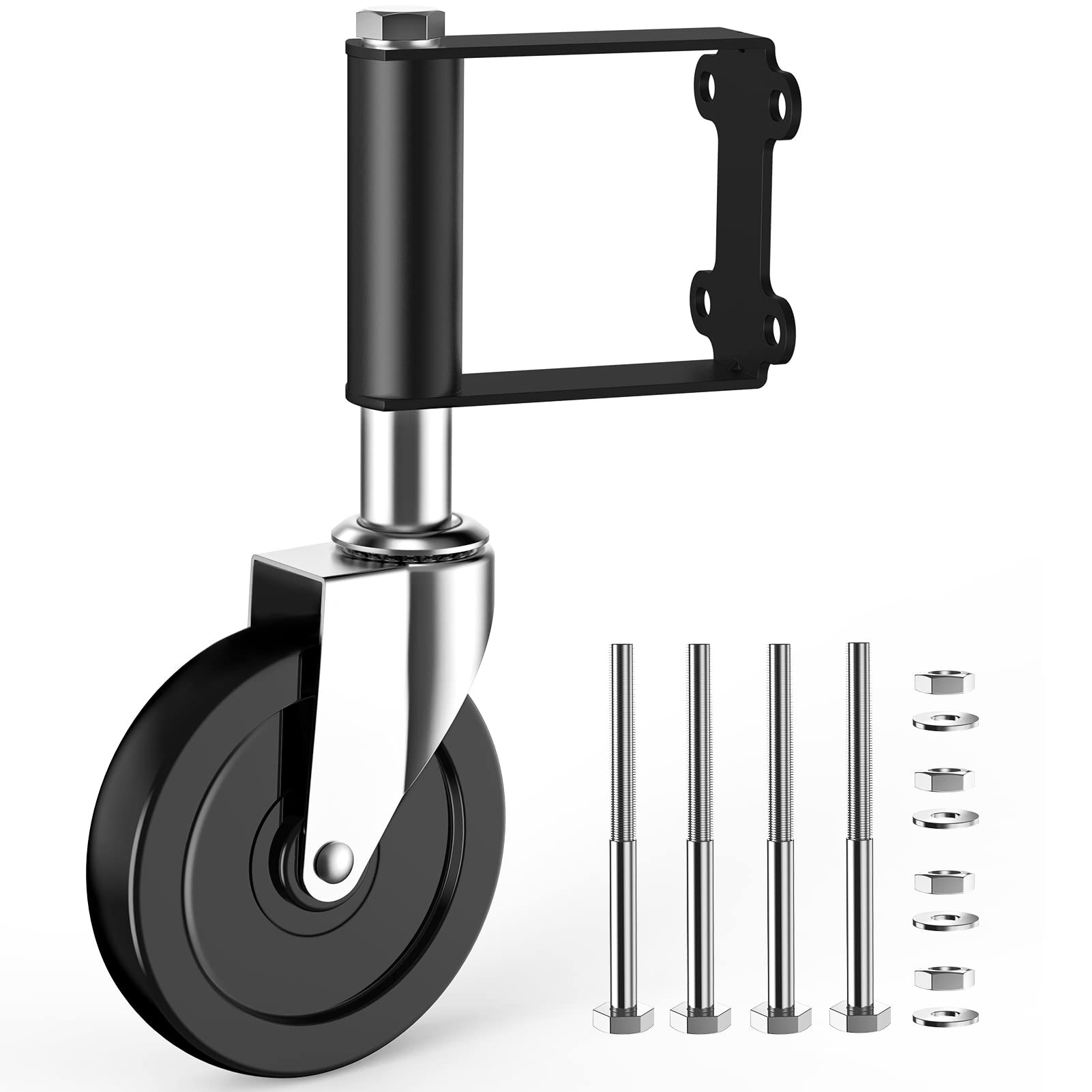 Photo 1 of Ronlap Gate Wheels for Wooden Gate, Gate Caster Wheel Spring Loaded for Metal Tube Swing Gate Fence Gate Wheel for Gates Heavy Duty Outdoor Farm Vinyl Gate Rollers, 250 Lbs, Upgraded 5 Inches, Black