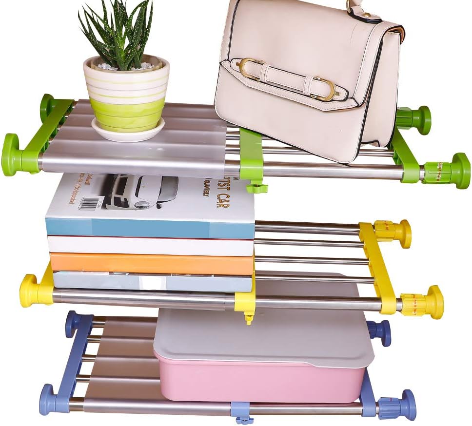 Hershii Closet Tension Shelf & Rod Expandable Metal Storage Rack