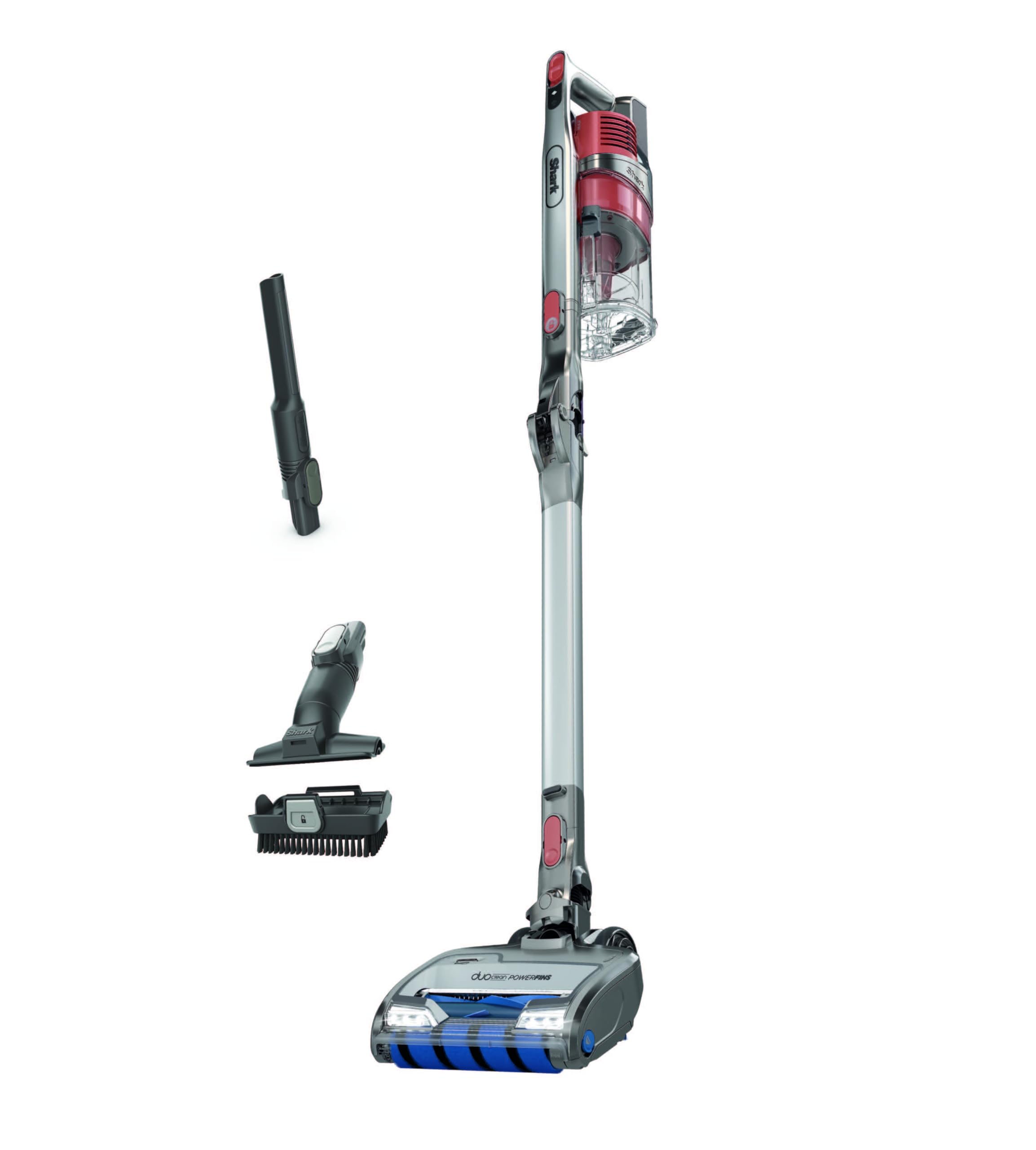 Shark IZ483H Vertex Cordless Stick Vacuum with DuoClean PowerFins, MultiFLEX, Crevice Tool, Pet Multi-Tool & Anti-Allergen Brush, 120-min Runtime, Double Battery, Rosewood,Red