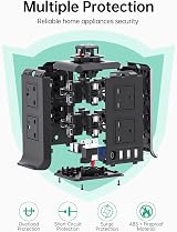Kemelo Tower Extension Lead with USB Ports 3x USB-A 1x USB-C 8 Outlets 2M view 4