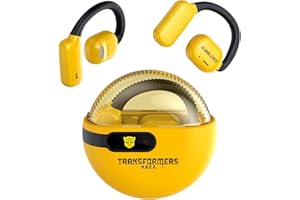 ZOMBIES CAT Transformers TF-T09 Open Ear Headphones Wireless Bluetooth 5.4 60H Playtime Sport Earbuds Wireless with HD Mic Earhooks, Over Ear Headphones Waterproof for Running Fitness Workout Yellow