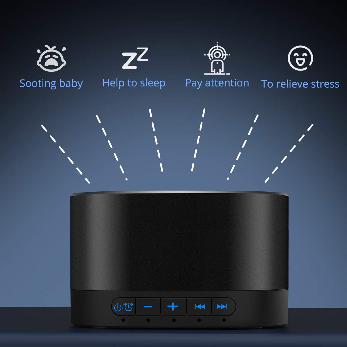 Magicteam Sound Machines White Noise Machine with 20 Non Looping Natural Soothing Sounds and Memory Function 32 Levels of Volume Powered by AC or USB and Sleep Sound Timer Therapy for Baby Kids Adults: Health & Personal Care