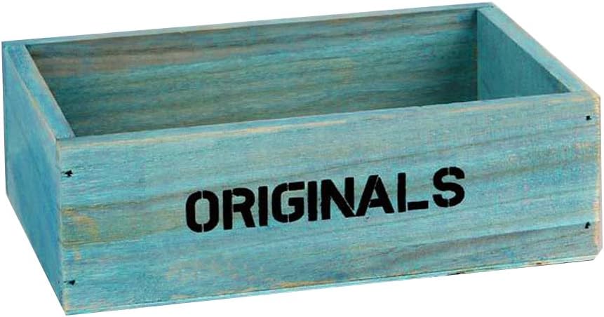 Whitelotous Handmade Retro Wooden Box Garden Flower Planter Succulent Rectangle Plant Storage Case (Blue)