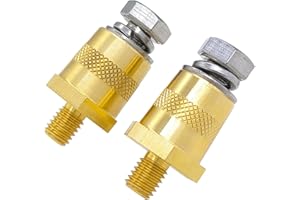 YSIL Battery Terminal Connector M6 Battery Side Or Top Post Terminal Adapter(+/-) Brass Car Battery Thread Terminal Charging Post Extender Stud 1 Pair