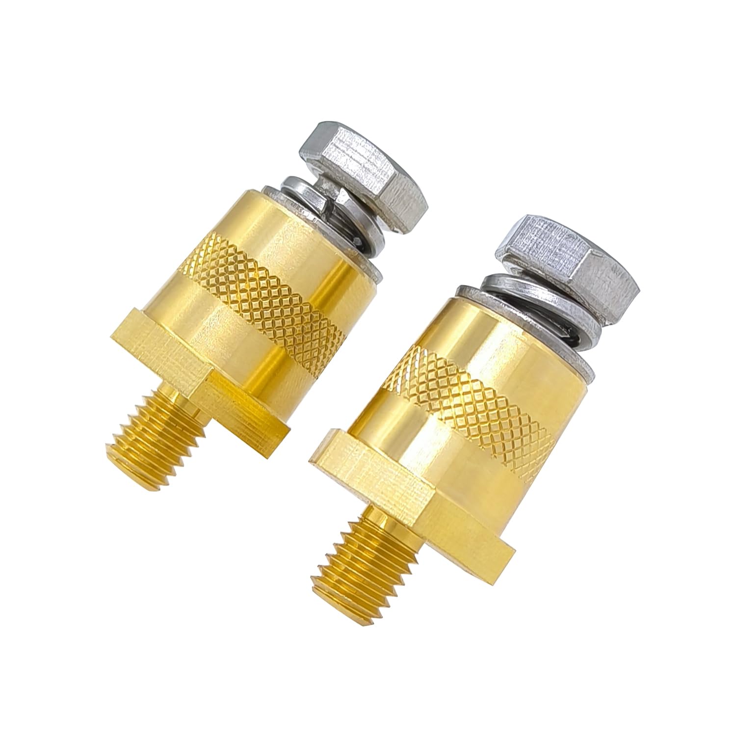 Photo 1 of YSIL Battery Terminal Connector M6 Battery Side Or Top Post Terminal Adapter(+/-) Brass Car Battery Thread Terminal Charging Post Extender Stud 1 Pair