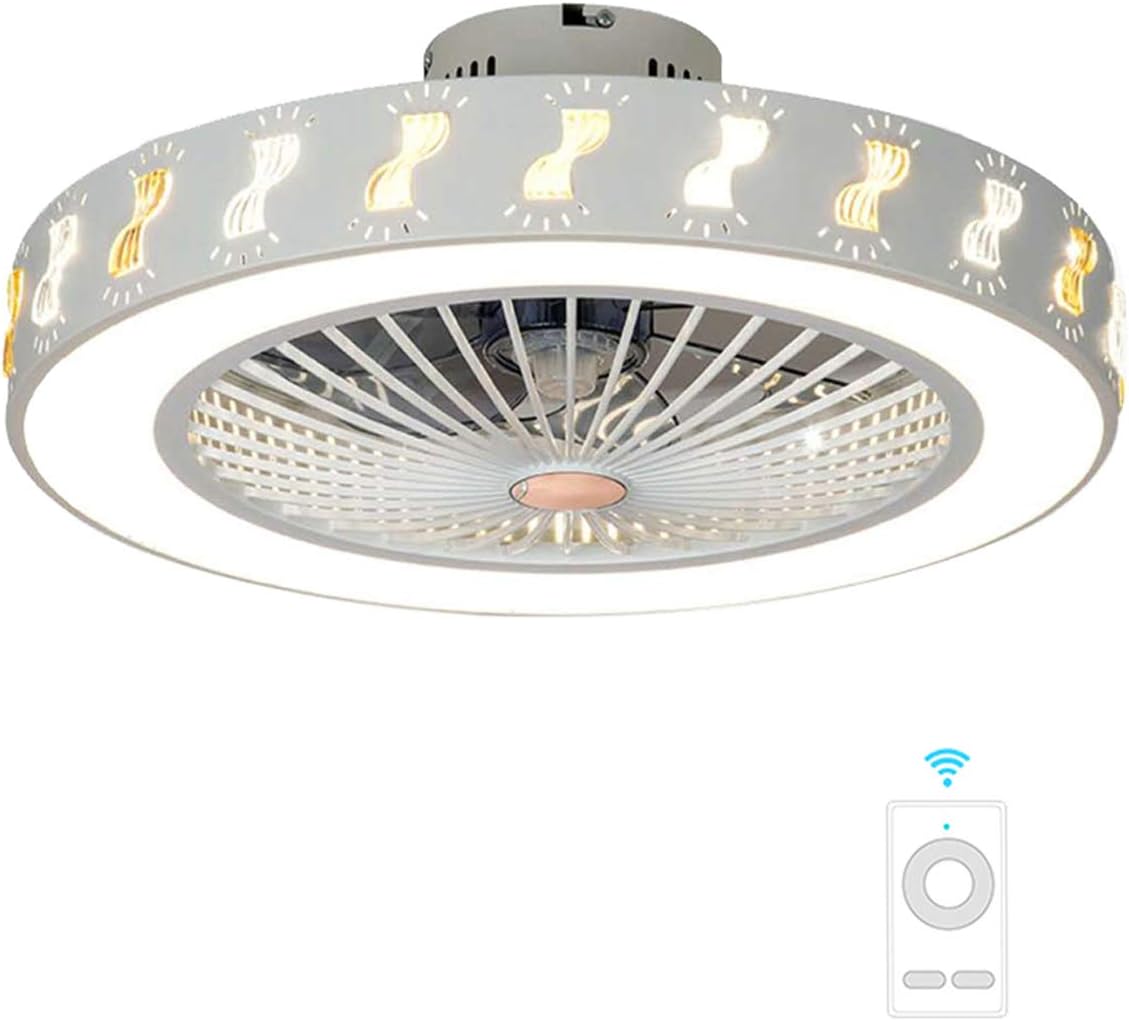 Lxn 22'' Modern Chandelier Ceiling Fan for Living Room Bedroom with LED Light Kit and Remote Control Invisible Ceiling Fan Light, Three Color Dimmable