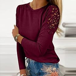 Women's Plus Size Long Sleeve Shirts Lace Hollow