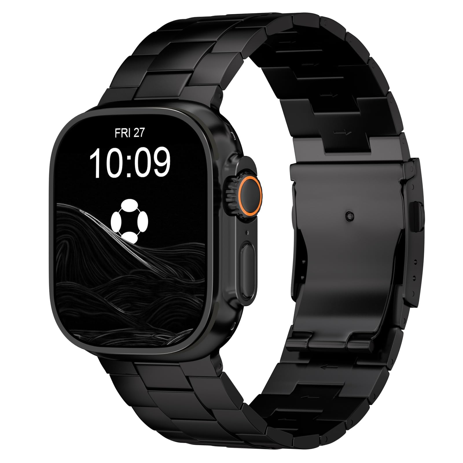 Photo 1 of FiNESTONE Titanium Band Compatible with Apple Watch Ultra 2/1 49mm, Series 10 46mm - Rugged Metal Strap Designed for Men & Durable Adjustable Strap for Big Wrists - Folding Clasp,Black