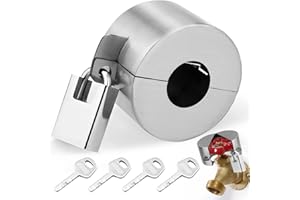 Gnellkoor Outdoor Faucet Lock, Water Hose Bib Spigot Lock Stainless Steel Cover & Padlock Kits for 1-1/2 to 3 Inch Dia Valve Handles to Prevent Outside Water Theft and Unauthorized Use