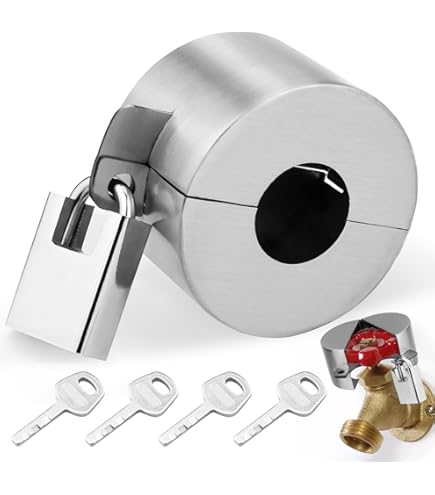 Gate Valve Lockout And Safety Padlock, 2Sets, Hose Bib Lock For Outdoor