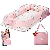 Vervebaby Baby Lounger for Newborn-Portable Baby Lounger 0-24 Months for Home and Travel,Newborn Loungers with Strap, Baby Nest Lounger Adjustable Size,Raindrop Clouds