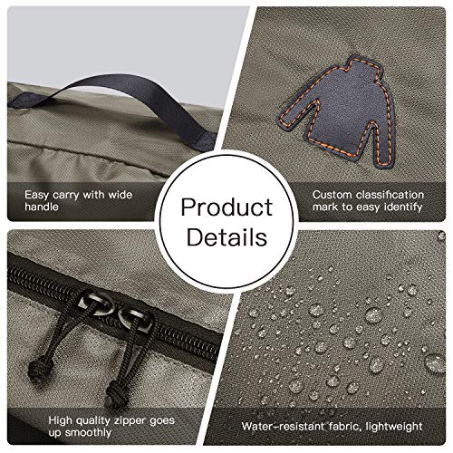 REYLEO 4 Set Packing Cubes Travel Luggage Organizer Storage Bags Pouch Clothing Shoe Sorting Packages Brown CCPO1 - Thumbnail 3