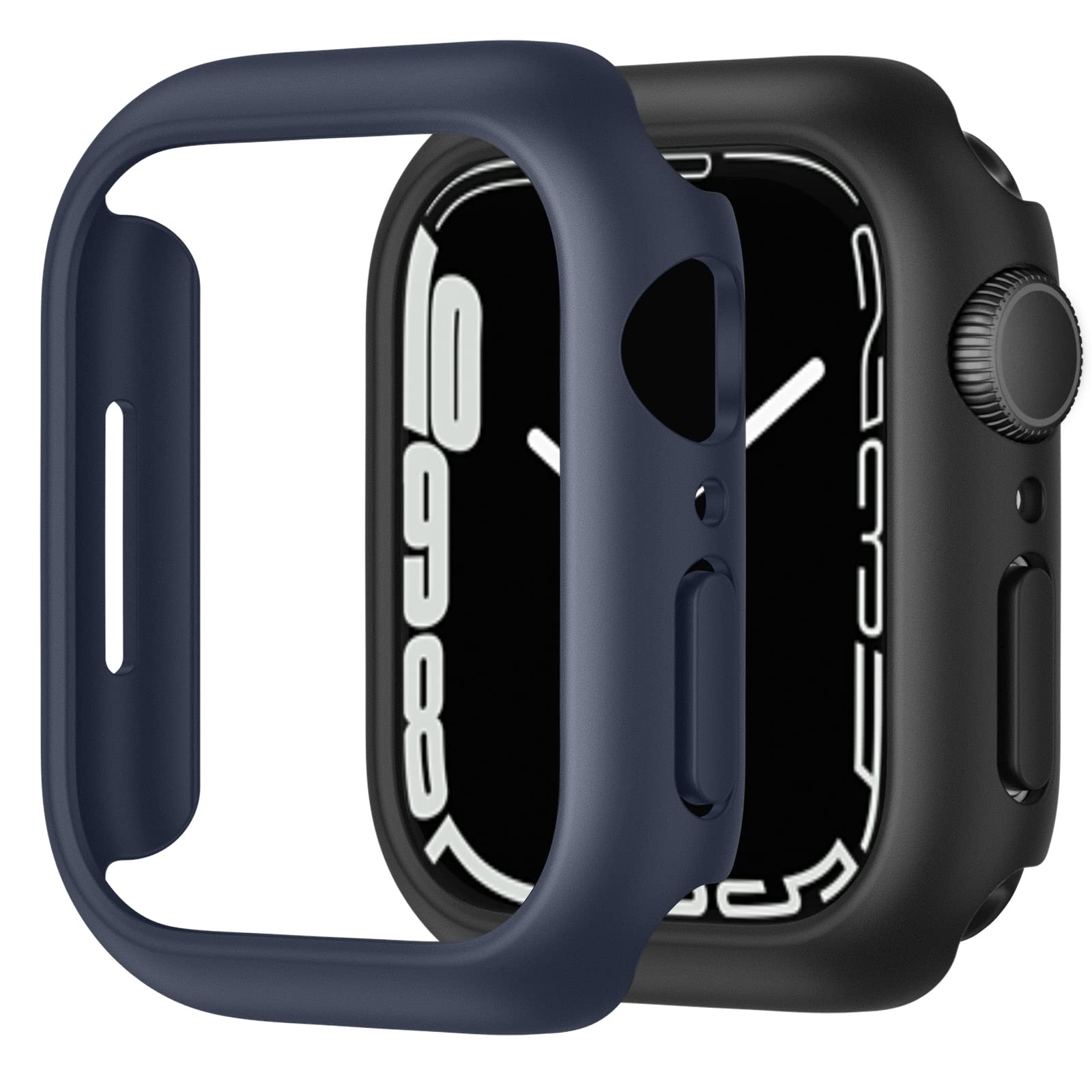 Recoppa 2 Pack for Apple Watch Case 45mm Series 8/7 [NO Screen Protector], Hard PC Ultra-Thin Bumper All-around Edge Protective Cover for iWatch Series 8/7 45mm Black/Blue