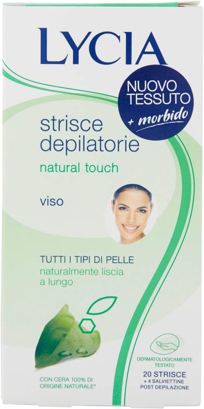 Lycia Natural Touch Face Depilatory Strips, Pack of 20, Bianco