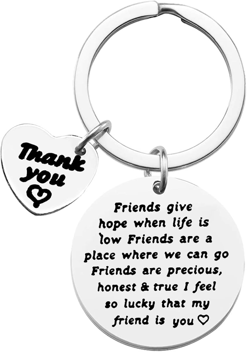 Amazon Com Best Friend Keychain Thank You Jewelry Gift I Feel So Lucky That My Friend Is You Keyring Birthday Christmas Graduation Friendship Appreciation Gift For Best Friend Women Girl Teens Going Away