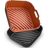 Viretec Air Fryer Silicone Liners 2 Pack, Reusable Square Airfryer Basket Liners for 4-6Qt, Air Fryer Silicone Baking Tray fo