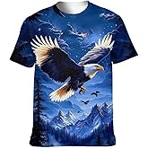 Imcanpen Men's Bald Eagle Graphic T-Shirt Animal Theme Summer Short Sleeve Top