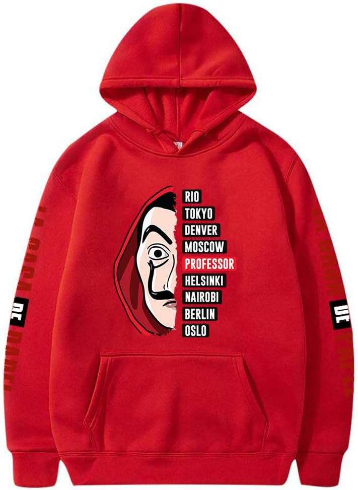 Adult Money Heist La Casa De Papel Printed Cotton Cozy Hoodies Hooded Sweatshirts Pullovers Tops