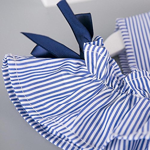 Vovotrade Toddler Kids Baby Girl Outfit Clothes Strapless Stripe Dress+Headband Set (2T, Blue)