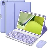Compatible with iPad 11th 10th Generation Case with Keyboard and Mouse | Cute|Candy Round Key| Magnetic Detachable Keyboard |Folio Cover with Pencil Holder | for iPad (A16) 11th/10th Gen |Purple