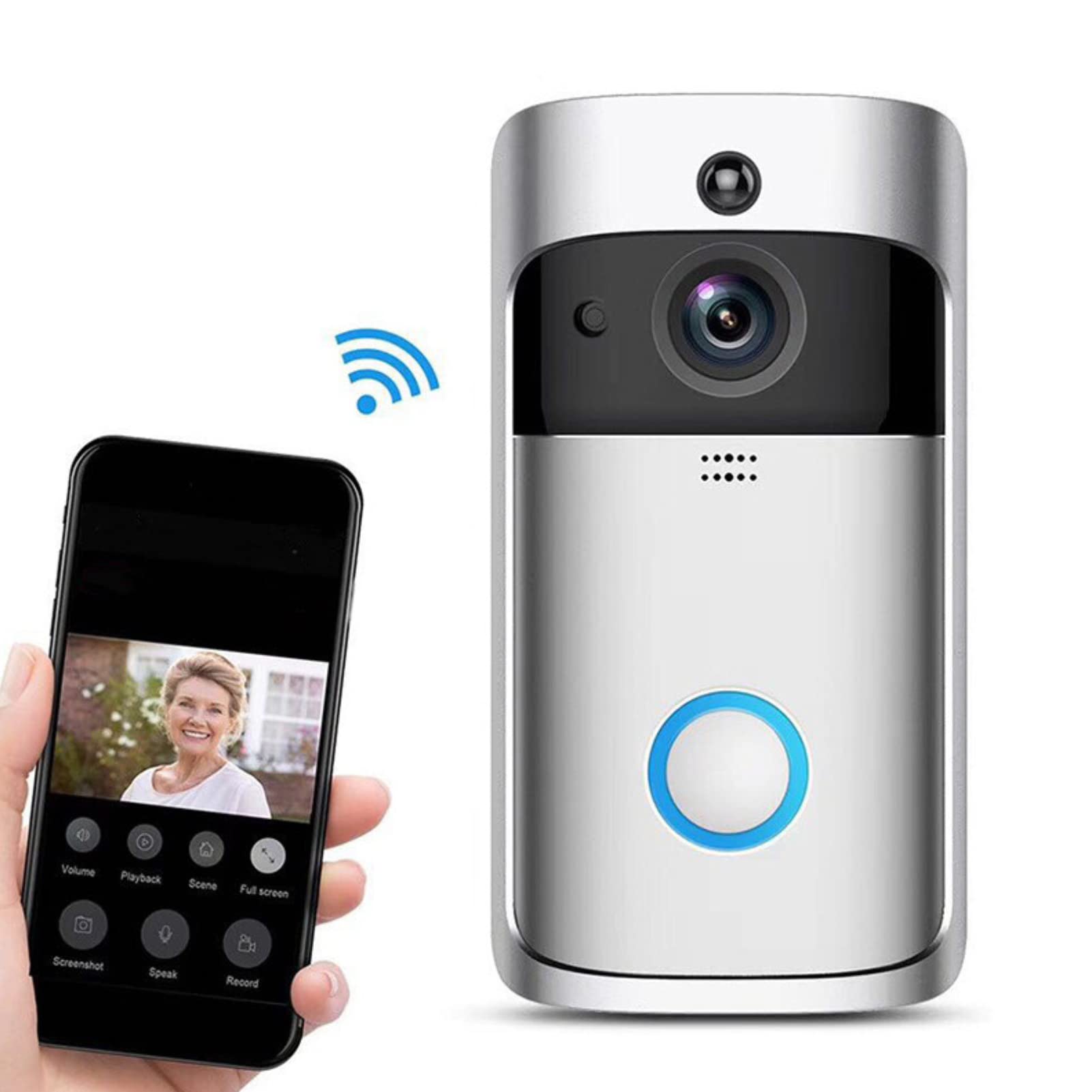 FILFEEL Smart Wifi Video Intercom Doorbell, Wireless Infrared Doorbell Doorphone Access System Door Camera - 166° Wide Angle, Support Phone Remote Control and Wifi Connection