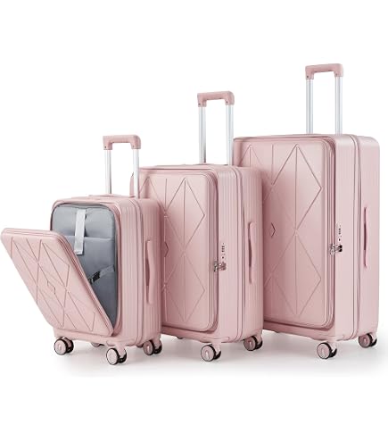 Amazon.com | Merax Luggage Sets 3 Piece,Front Open PC Hardshell