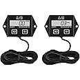 2 Pieces Runleader Digital Hour Meter Tachometer, Maintenance Reminder, Battery Replaceable, Automatically Shutdown, Use for ZTR Lawn Mower Tractor Generator Marine Snowmobile