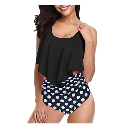 Auifor Frauen Zwei Stücke Badeanzüge Top gekräuselt mit hoch taillierten Bottom Bikini Set