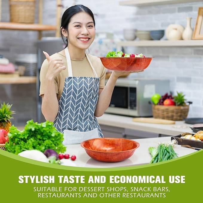 Rich&Richer Wooden Salad Bowl Set 6 Pcs - 8 Inch Salad Bowls Large Serving, Woven Wooden Bowls for Food, Mixing Bowls for Kitchen Set - Wood Salad Bowl Set Serving Bowls - Image 5