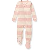 Burt's Bees Baby Baby Girls Sleeper Pajamas, 100% Organic Cotton, One-piece PJs, Diagonal Zip Up Jumpsuit, Snug Fit Footie