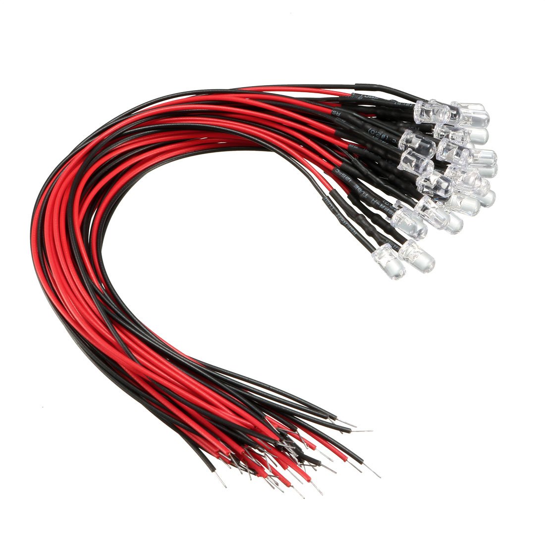 sourcingmap 25Pcs 5mm Pre Wired LED, Red DC9-12V Clear Lens, Light Emitting Diodes