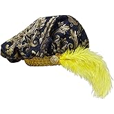 Willyacos Mens Medieval Tudor Hat with Feather Muffin Top Hat Renaissance Tudor Flat Cap Minstrel Costume Headwear Headpiece